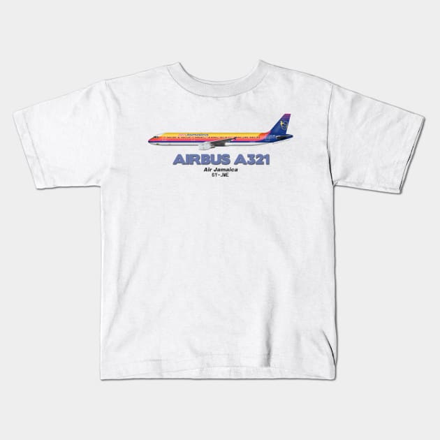 Airbus A321 - Air Jamaica Kids T-Shirt by TheArtofFlying